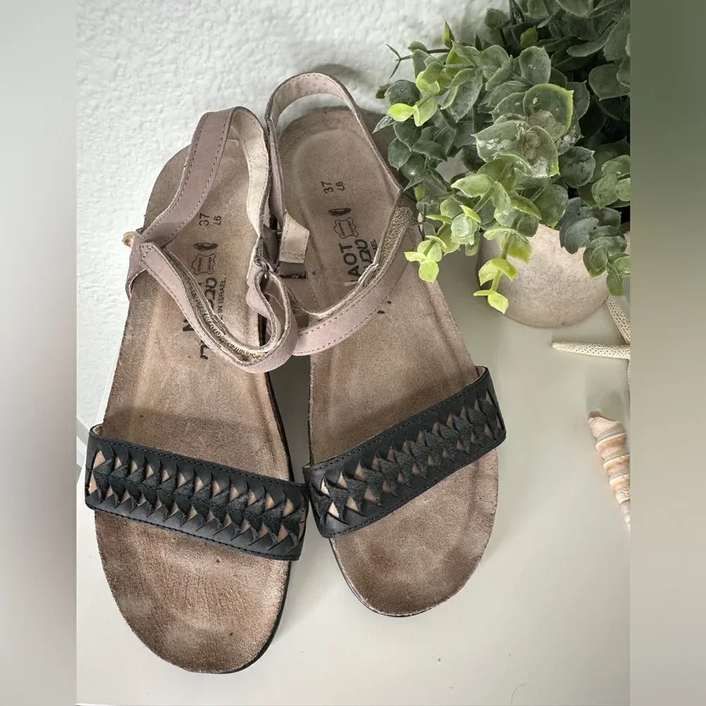 Naot - Leather Ankle Strap Sandals - Mabel - Stone Coal - EU 37 US 6-6.5 - Picture 3 of 9